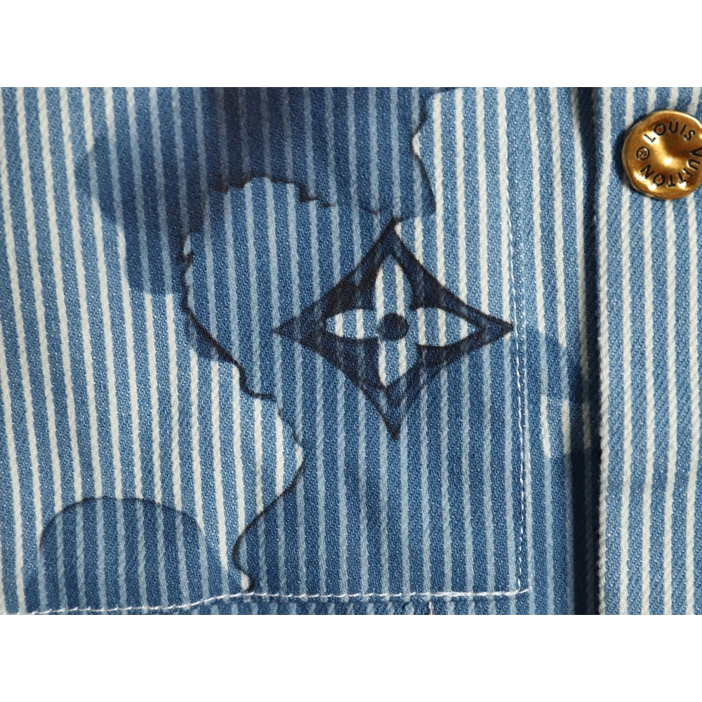 Louis vuitton blue ink monogram denim shirt jacket SXL,Cheap Replica Reps Louis Vuitton