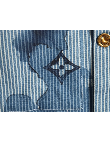 Louis vuitton blue ink monogram denim shirt jacket SXL,Cheap Replica Reps Louis Vuitton