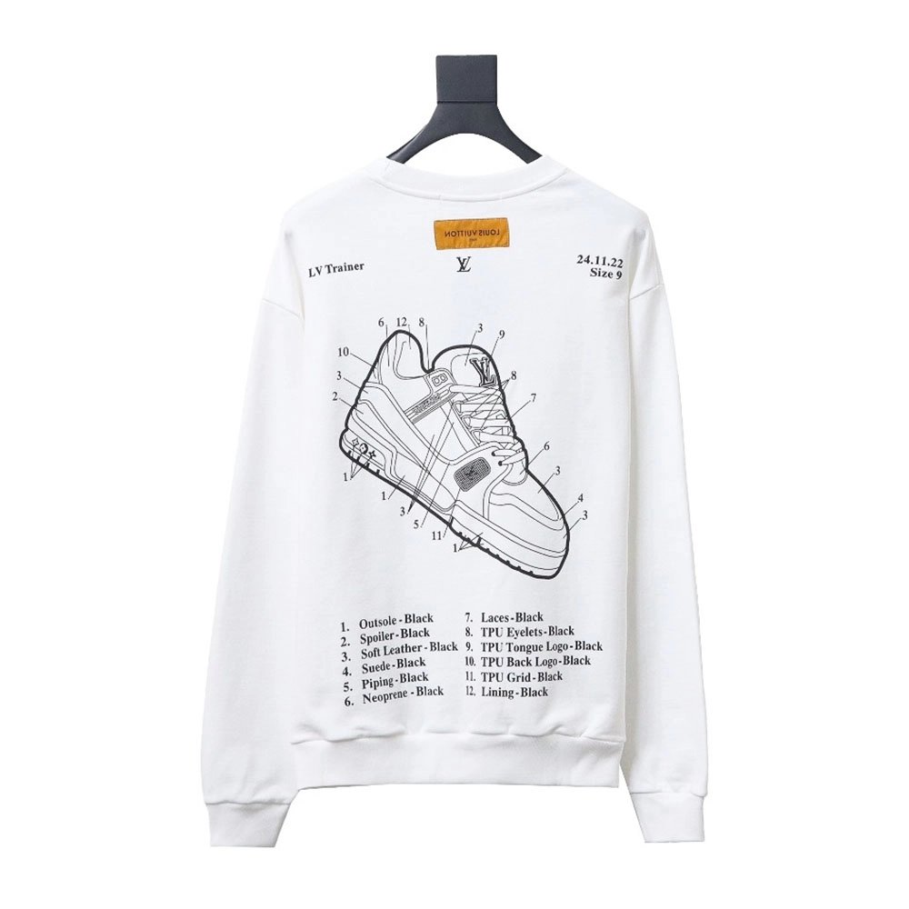 Louis Vuitton lettering shoe print crewneck sweatshirt TSK1,Cheap Replica Reps Louis Vuitton