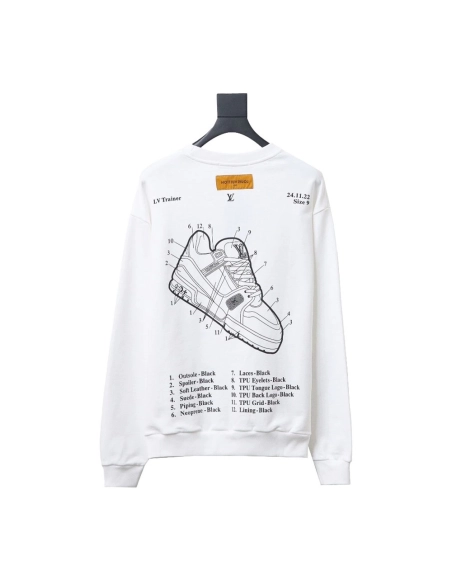 Louis Vuitton lettering shoe print crewneck sweatshirt TSK1,Cheap Replica Reps Louis Vuitton