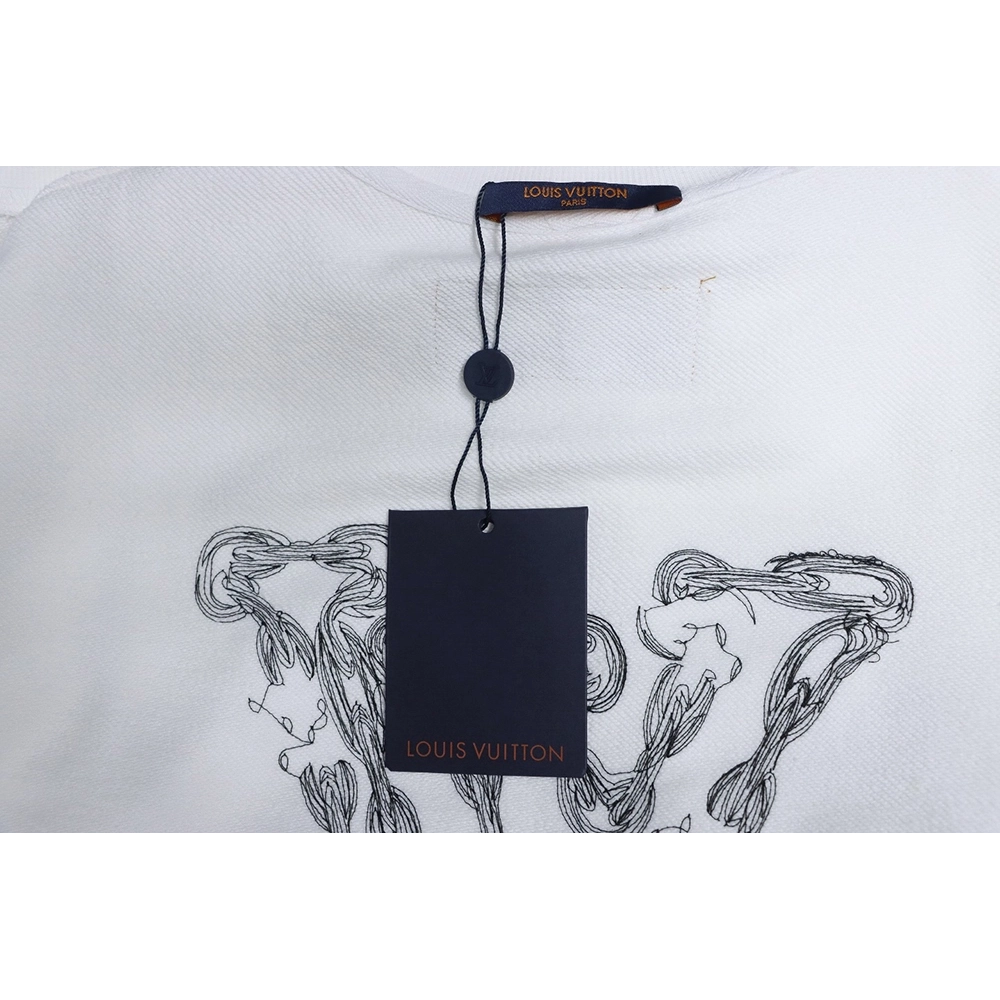 Louis Vuitton embroidered logo crew neck sweatshirt,Cheap Replica Reps Louis Vuitton