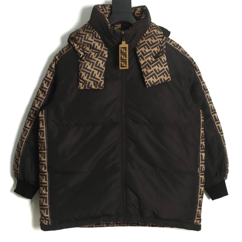 Fendi classic double F monogram doublesided down jacket TSK1,Cheap Replica Reps Fendi