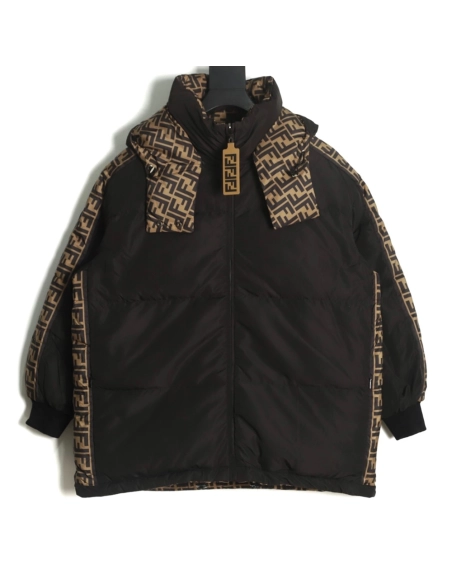 Fendi classic double F monogram doublesided down jacket TSK1,Cheap Replica Reps Fendi