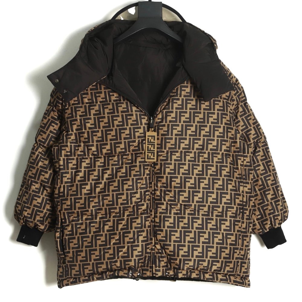 Fendi classic double F monogram doublesided down jacket TSK1,Cheap Replica Reps Fendi