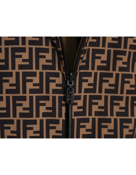 Fendi allover print reversible standup collar jacket TSK1 SXL,Cheap Replica Reps Fendi