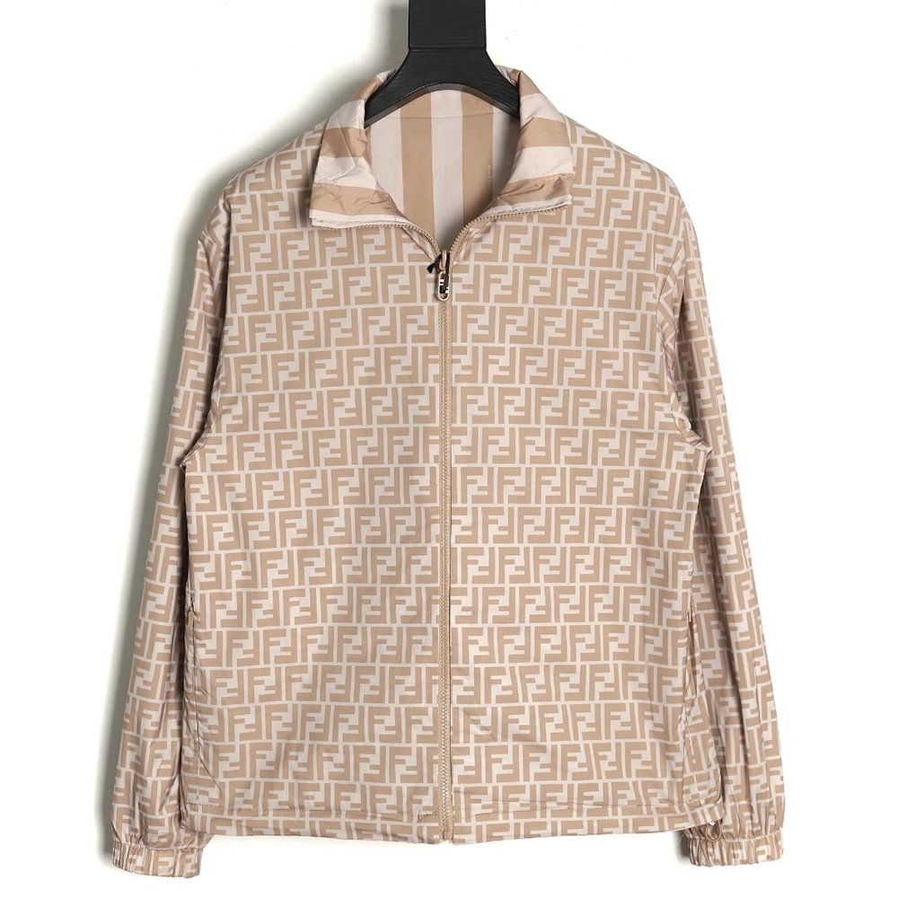 Fendi allover print reversible standup collar jacket SXL,Cheap Replica Reps Fendi