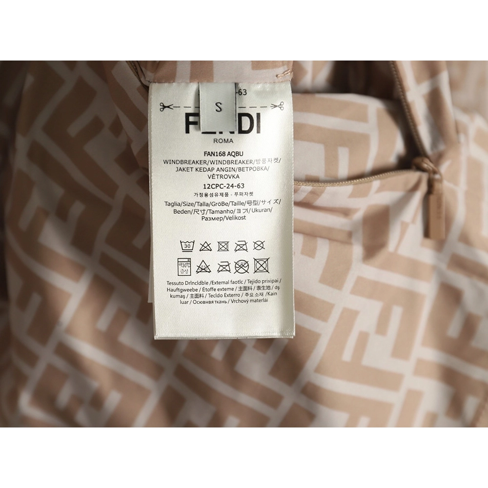 Fendi allover print reversible standup collar jacket SXL,Cheap Replica Reps Fendi