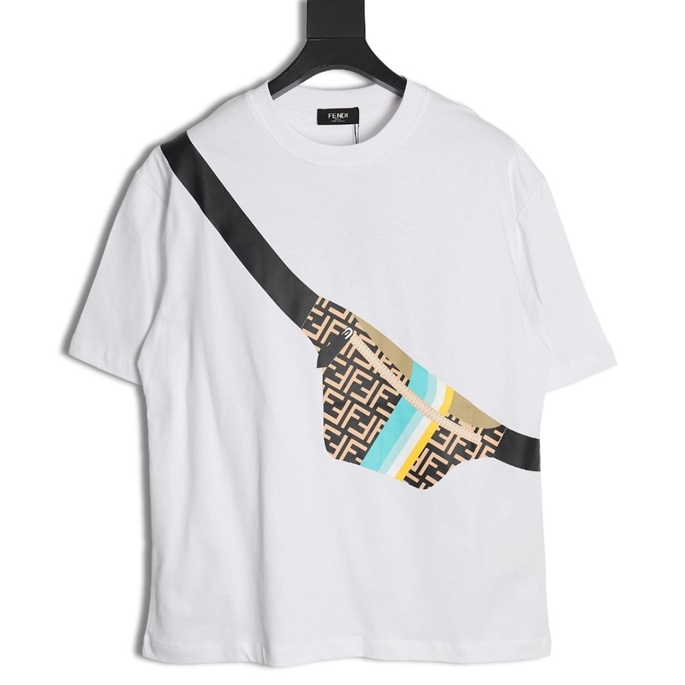 Fendi chest bag print short sleeve,Cheap Replica Reps Fendi