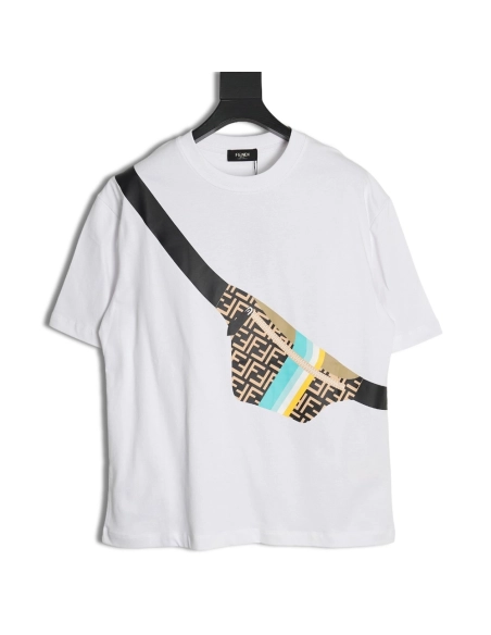 Fendi chest bag print short sleeve,Cheap Replica Reps Fendi