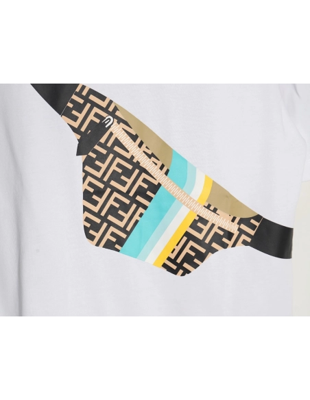 Fendi chest bag print short sleeve,Cheap Replica Reps Fendi