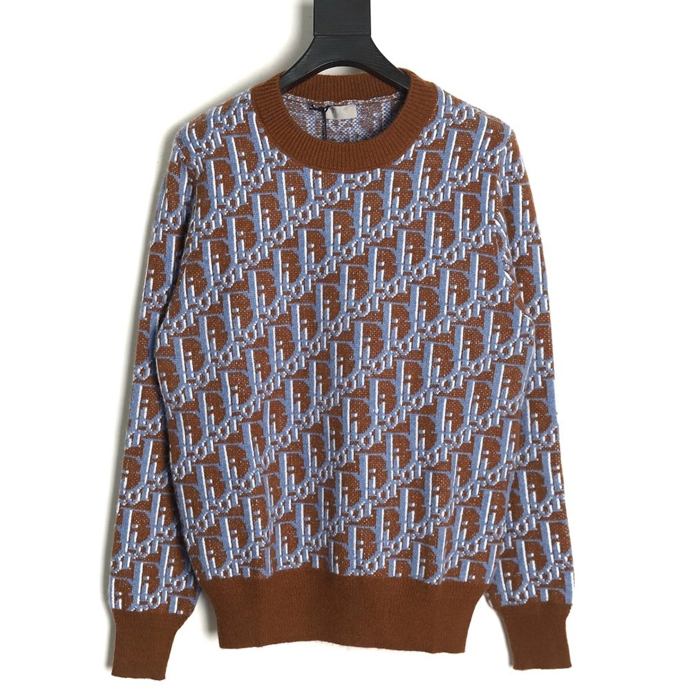 Dior monogram jacquard crew neck sweater TSK1,Cheap Replica Reps Dior