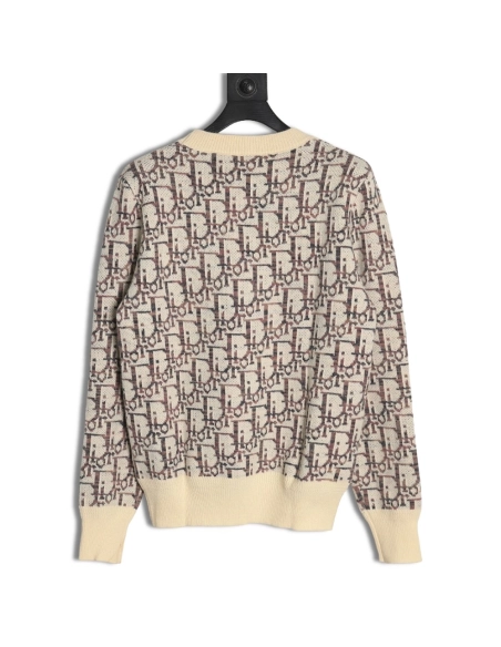 Dior monogram jacquard crew neck sweater,Cheap Replica Reps Dior