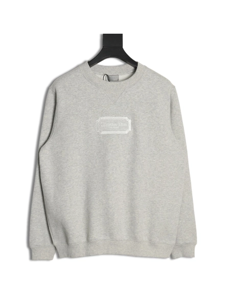 Dior Silver Logo Embroidered Crew Neck Plush Sweatshirt TSK1,Cheap Replica Reps Dior