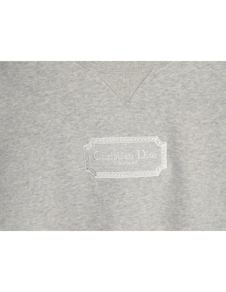 Dior Silver Logo Embroidered Crew Neck Plush Sweatshirt TSK1,Cheap Replica Reps Dior