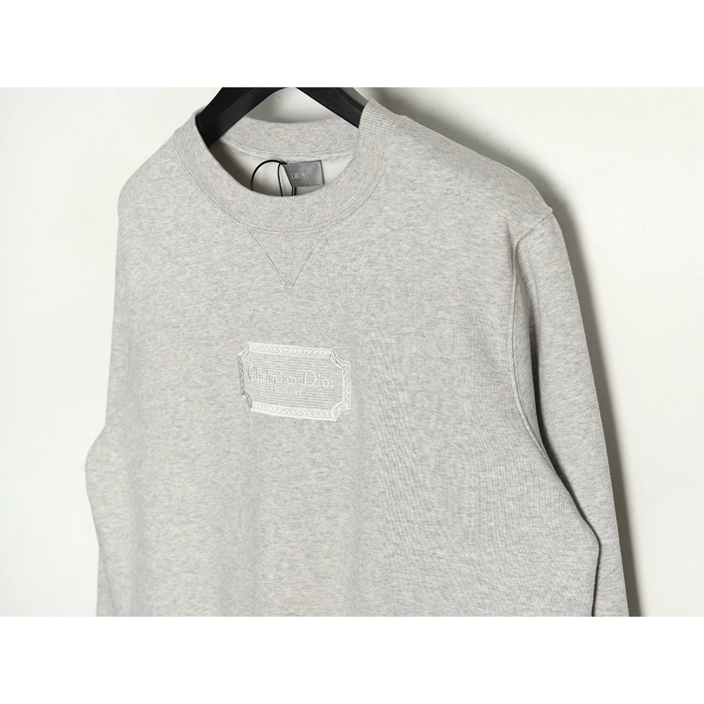 Dior Silver Logo Embroidered Crew Neck Plush Sweatshirt TSK1,Cheap Replica Reps Dior