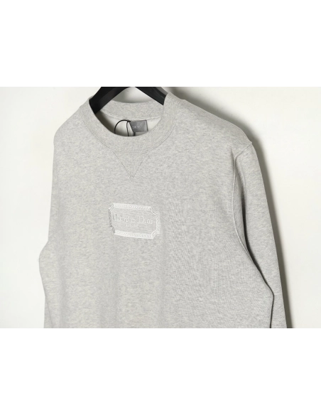 Dior Silver Logo Embroidered Crew Neck Plush Sweatshirt TSK1,Cheap Replica Reps Dior