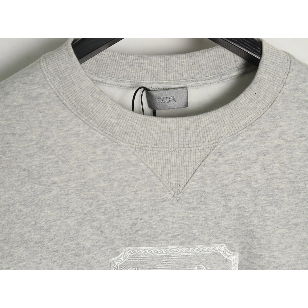 Dior Silver Logo Embroidered Crew Neck Plush Sweatshirt TSK1,Cheap Replica Reps Dior