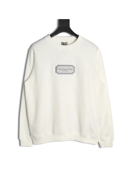 Dior Silver Logo Embroidered Crew Neck Plush Sweatshirt,Cheap Replica Reps Dior