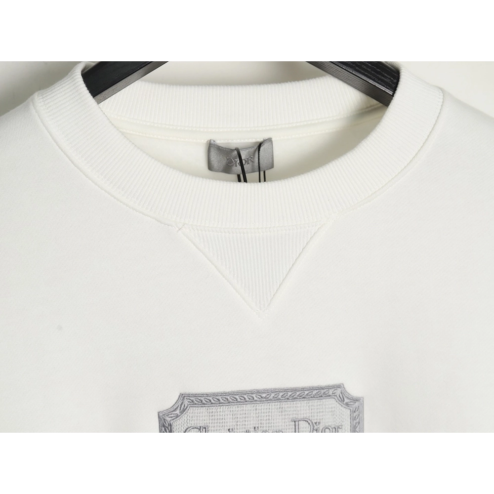 Dior Silver Logo Embroidered Crew Neck Plush Sweatshirt,Cheap Replica Reps Dior