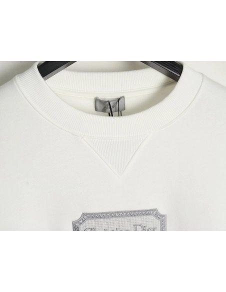 Dior Silver Logo Embroidered Crew Neck Plush Sweatshirt,Cheap Replica Reps Dior