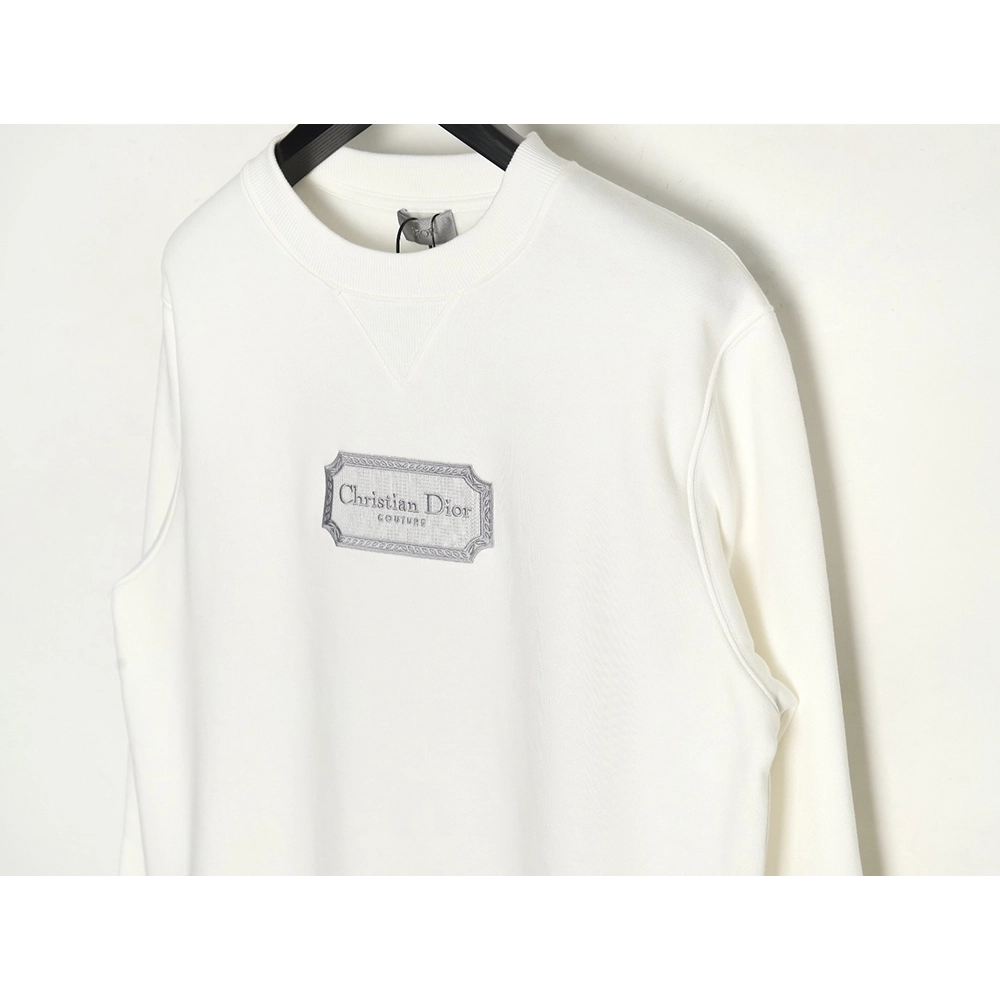 Dior Silver Logo Embroidered Crew Neck Plush Sweatshirt,Cheap Replica Reps Dior