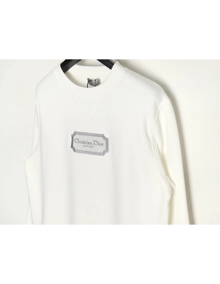 Dior Silver Logo Embroidered Crew Neck Plush Sweatshirt,Cheap Replica Reps Dior