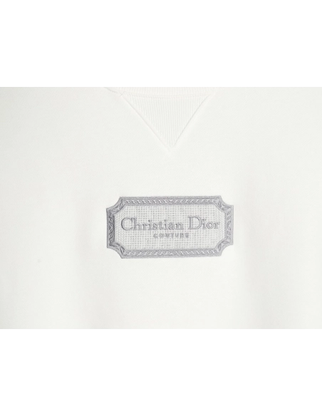 Dior Silver Logo Embroidered Crew Neck Plush Sweatshirt,Cheap Replica Reps Dior