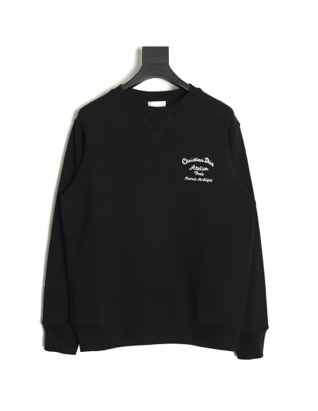 Dior crew neck sweatshirt with front and back slogan embroidery,Cheap Replica Reps Dior