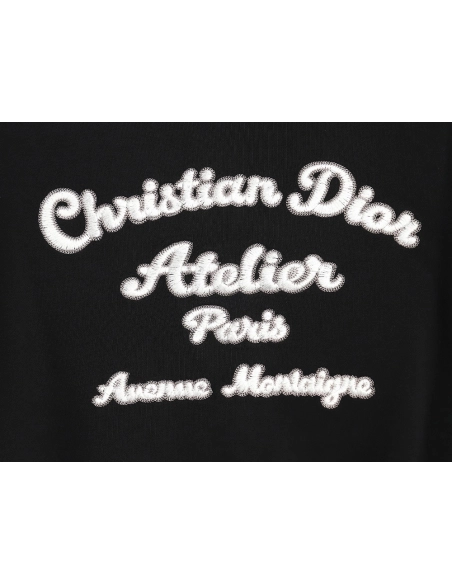Dior crew neck sweatshirt with front and back slogan embroidery,Cheap Replica Reps Dior