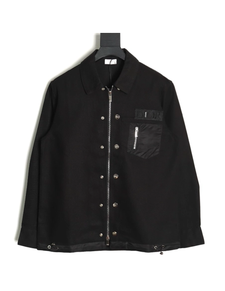 Dior Logo embroidered zipup denim jacket TSK1,Cheap Replica Reps Dior