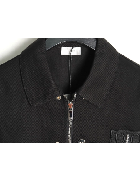 Dior Logo embroidered zipup denim jacket TSK1,Cheap Replica Reps Dior