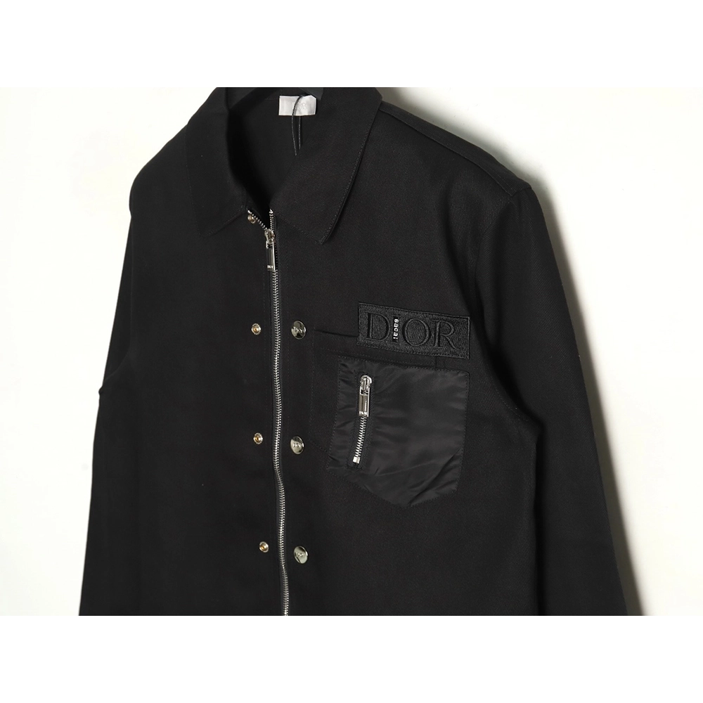 Dior Logo embroidered zipup denim jacket TSK1,Cheap Replica Reps Dior