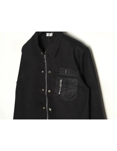 Dior Logo embroidered zipup denim jacket TSK1,Cheap Replica Reps Dior