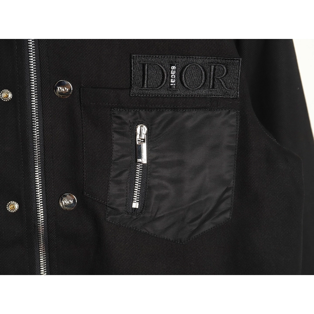 Dior Logo embroidered zipup denim jacket TSK1,Cheap Replica Reps Dior