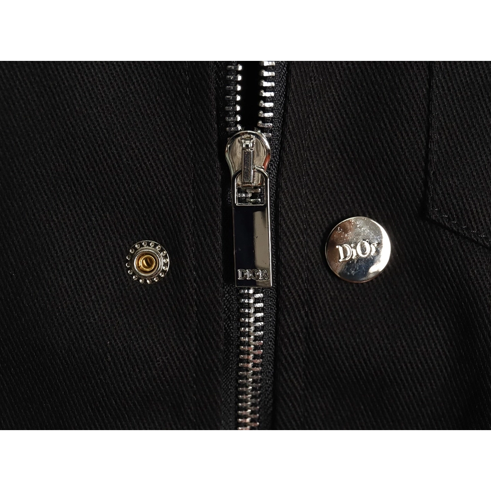 Dior Logo embroidered zipup denim jacket TSK1,Cheap Replica Reps Dior