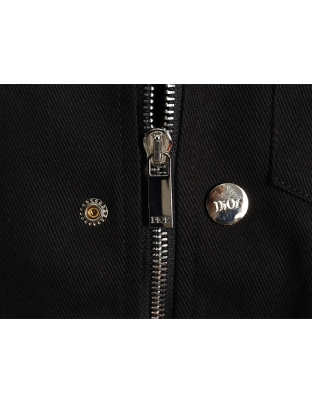 Dior Logo embroidered zipup denim jacket TSK1,Cheap Replica Reps Dior