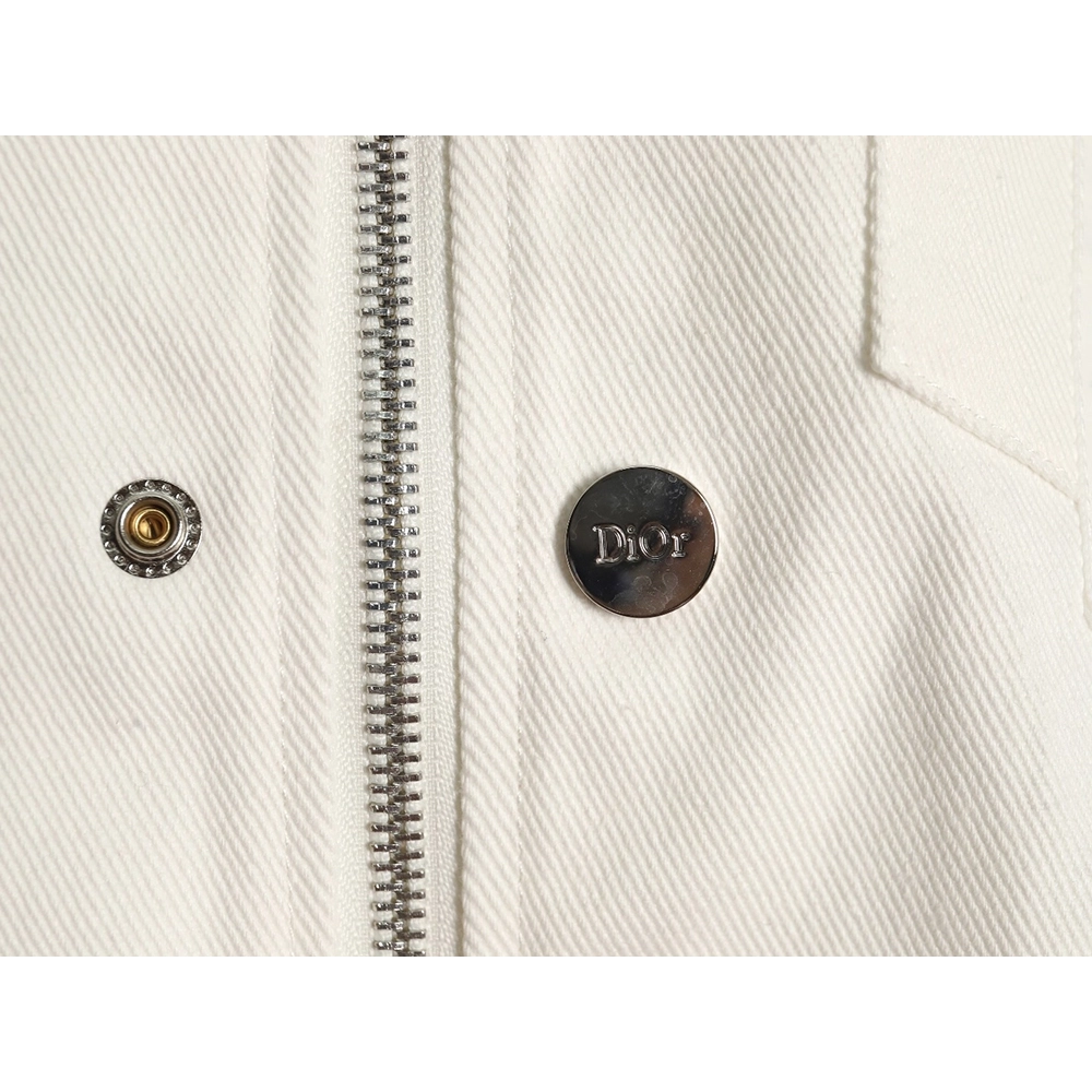 Dior Logo embroidered zipup denim jacket,Cheap Replica Reps Dior