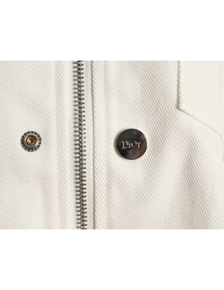 Dior Logo embroidered zipup denim jacket,Cheap Replica Reps Dior