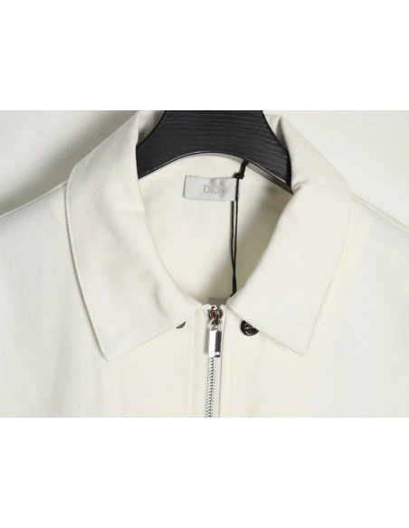 Dior Logo embroidered zipup denim jacket,Cheap Replica Reps Dior