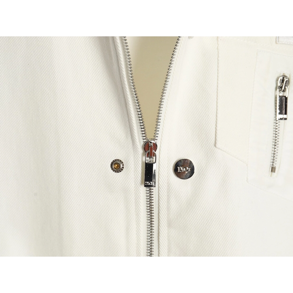 Dior Logo embroidered zipup denim jacket,Cheap Replica Reps Dior