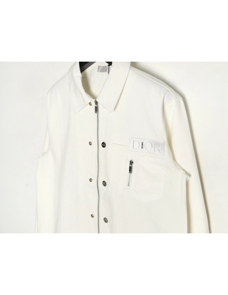 Dior Logo embroidered zipup denim jacket,Cheap Replica Reps Dior