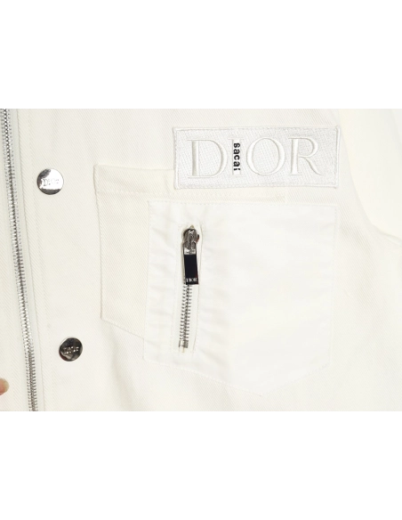 Dior Logo embroidered zipup denim jacket,Cheap Replica Reps Dior