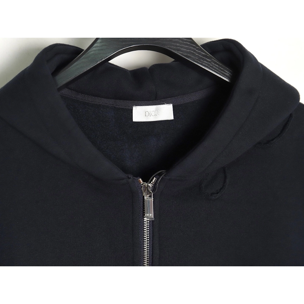 Dior Little Dinosaur Ripped Hooded ZipUp Sweatshirt,Cheap Replica Reps Dior