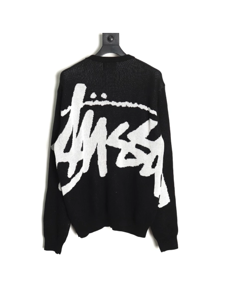 Stussy all over large logo letters knitted round neck sweater TSK1,Cheap Replica Reps Stussy