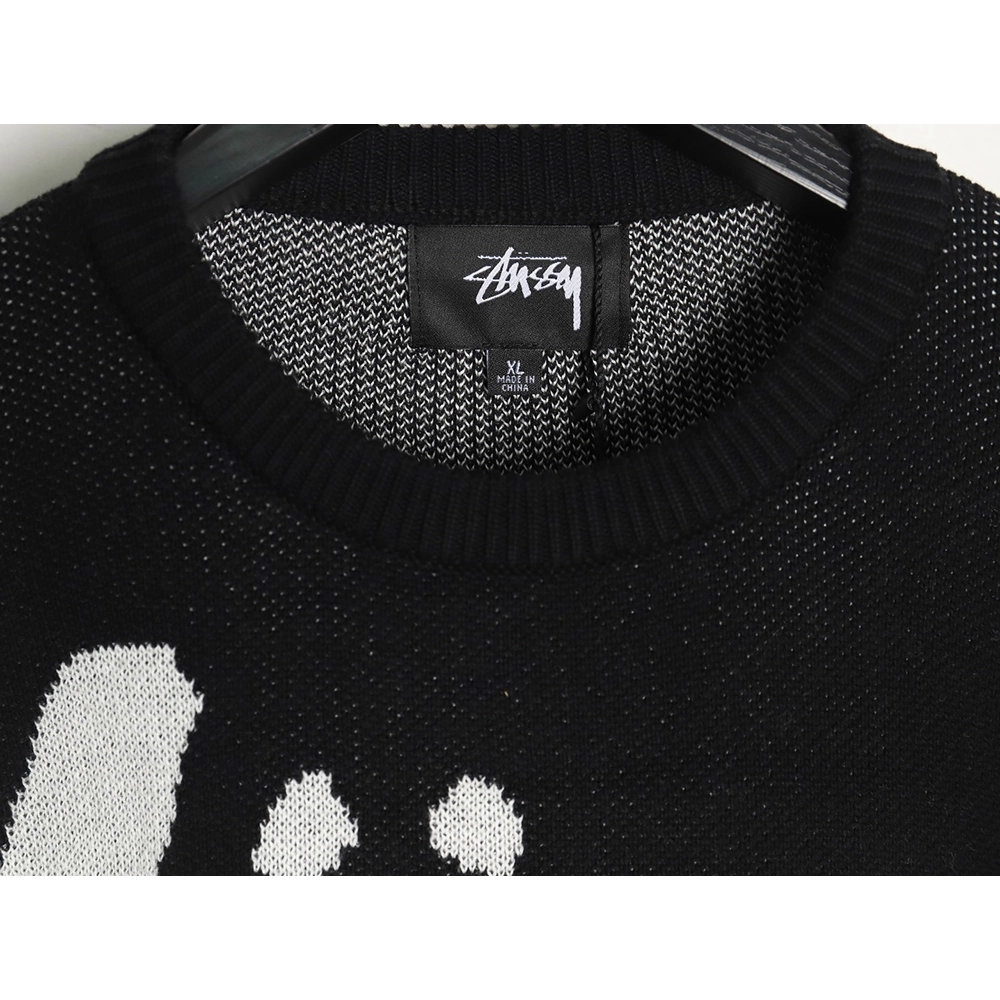 Stussy all over large logo letters knitted round neck sweater TSK1,Cheap Replica Reps Stussy