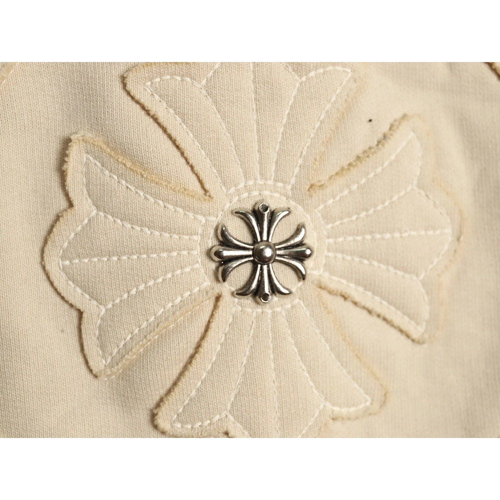 Chrome Hearts distressed burnout patch sweatshirt,Cheap Replica Reps Chrome Hearts