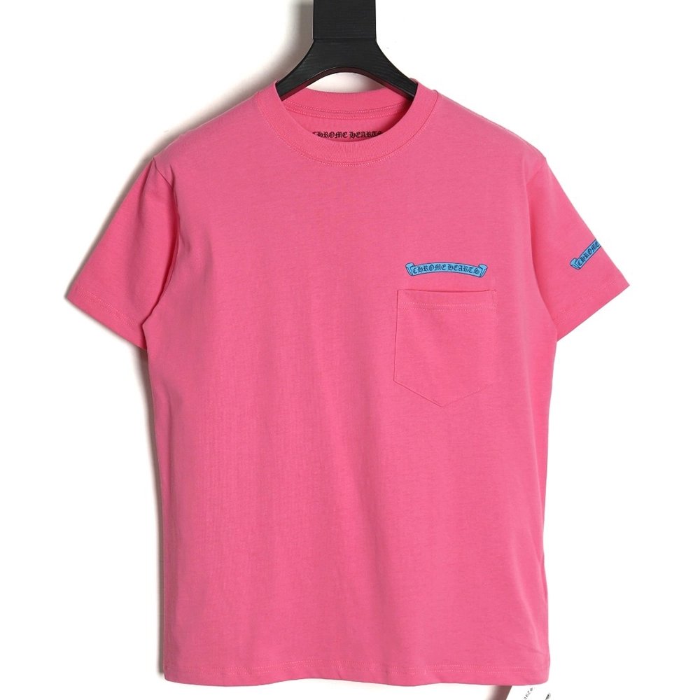 Chrome Hearts scroll banner dopamine color pocket Tshirt,Cheap Replica Reps Chrome Hearts