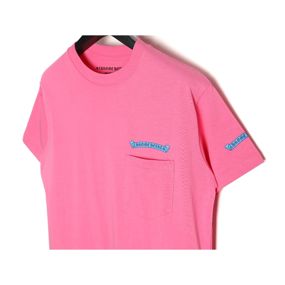 Chrome Hearts scroll banner dopamine color pocket Tshirt,Cheap Replica Reps Chrome Hearts