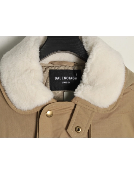 Balenciaga Fur collar padded hooded jacket,Cheap Replica Reps Balenciaga