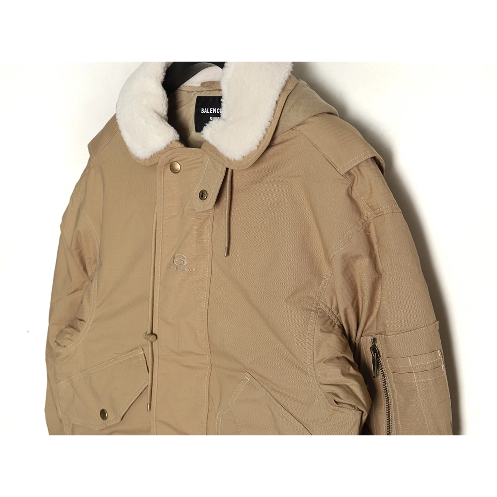 Balenciaga Fur collar padded hooded jacket,Cheap Replica Reps Balenciaga
